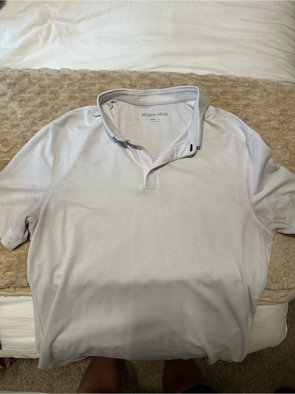 Mizzen+Main Men's Light Gray Polo - Performance Stretch